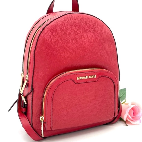 Michael Kors Handbags - Michael Kors Medium Jaycee Backpack Red/Gold